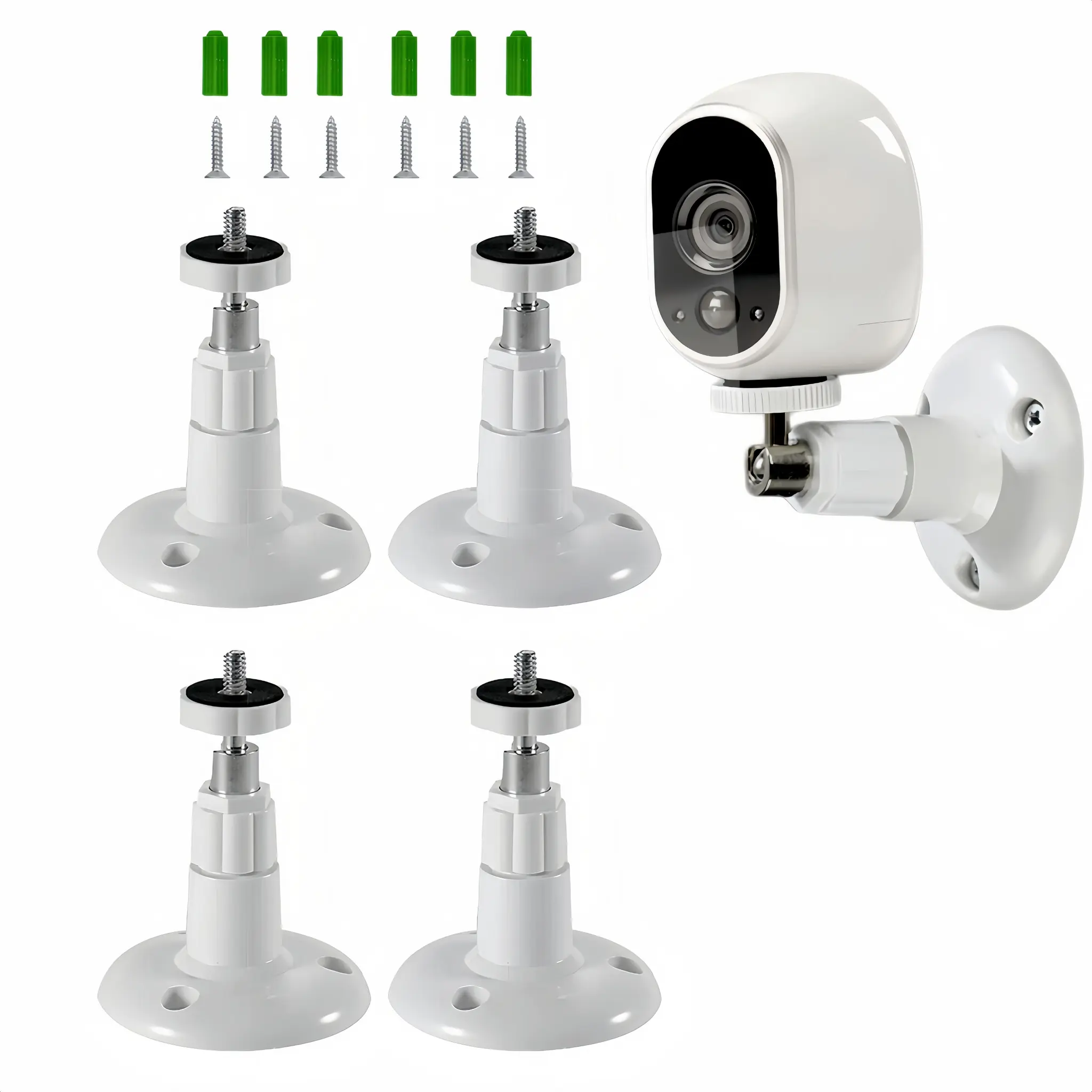 4 Pack Security Camera Wall Mounts, Adjustable 360° Swivel Ceiling Brackets Compatible with Arlo Pro/Pro 2/Pro 3/Ultra/Essential, Indoor/Outdoor Camera Mounting Kit
