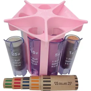 Coin Roller Coin Counter Tube Coin Sorter with Coin Wrappers, Change Sorter Change Counter Machine, Coin Organizer & Coin Holder, Sort Your Pocket Change & Coin Purse Pouch Quick & Accurate