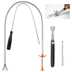 Small Caliber Flexible Grabber Tools Extendable Magnetic Grabber Tools Bendable Spring Magnet Stick，Flexible Curve Grabber Retrieving Telescoping Magnet Picking Tool