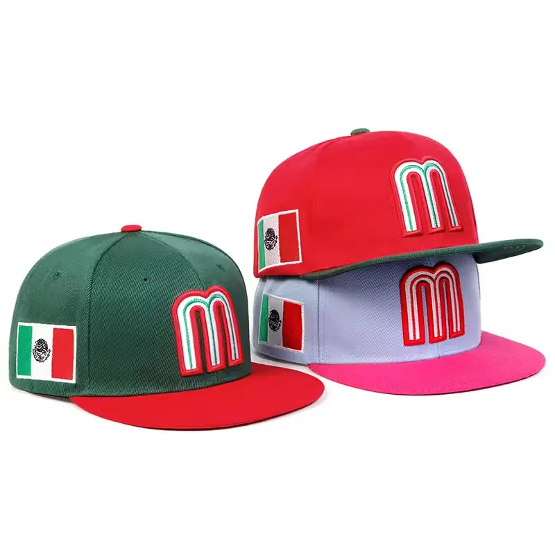 Fashion M Letter Mexico Flag Embroidery Baseball Cap Cotton snapback Hats Adjustable Hip Hop Sport Hats Outdoor Sun hats