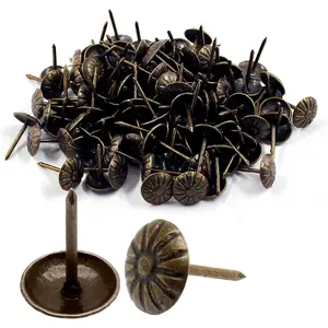 Daisy Antique Bronze Upholstery Tacks, Decorative Tack Stud Furniture Tacks Pins, 11mm x 16mm / 0.43 Inch x 0.63 Inch Upholstery Nails for Sofa Door Jewelry Box (100Pcs)