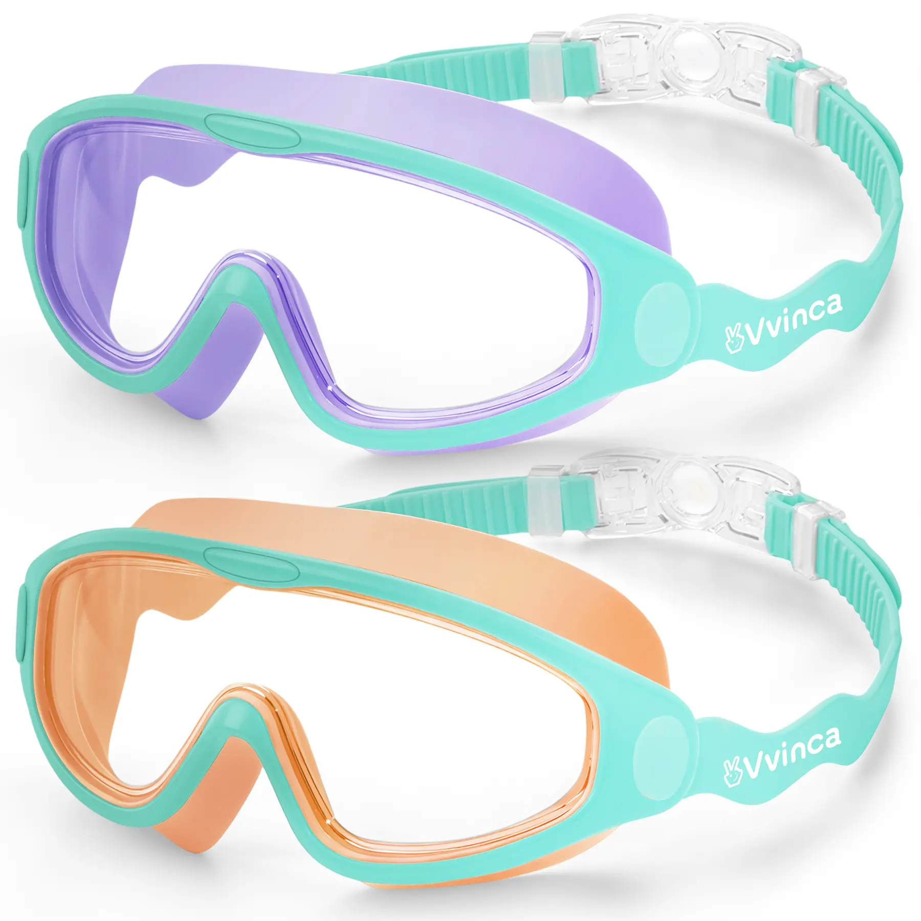 [Deals For You] Vvinca Swim Goggles 2 Pcs for Ages 3-12+ Kids,Youth,UV Protection Anti-Fog Wide View Anti-Shattered Lens for Boys and Girls - Safety anti-uv swim glass anti-fog swimming goggles for Lake,Beach, Summer Party#tiktokshopsummersale