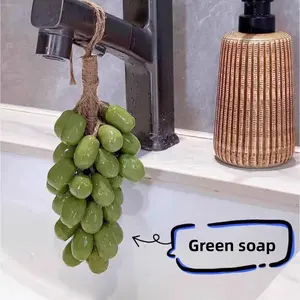Realistic Grape Handmade Soap - Ultra-Fragrant Green Grape Cluster with Hanging Strap, Unique Scented Art Gift for Shower & Decor