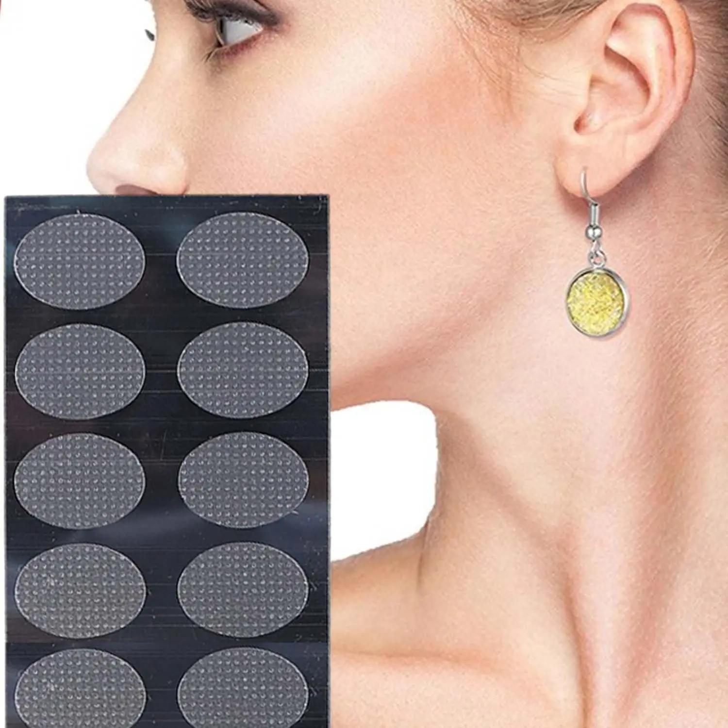 100Pcs/10Packs Clear Earring Support Patches, Invisible Earring Protectors, Waterproof Ear Stabilizer Stickers, Earlobe Support Enhancers, Ear Care Products for Torn or Stretched Earlobes
