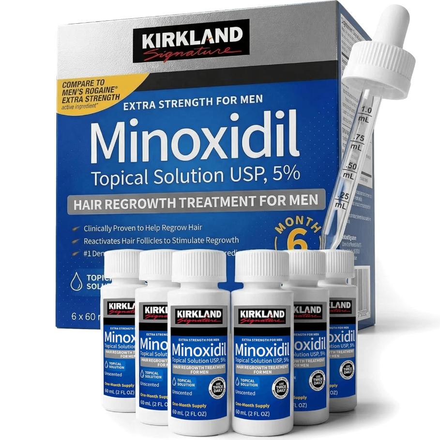 KIRKLAND Men's Special Minoxidil Hair Growth Solution, 5% Topical Solution, 6-Month Supply - Includes Dropper and Free Instructions