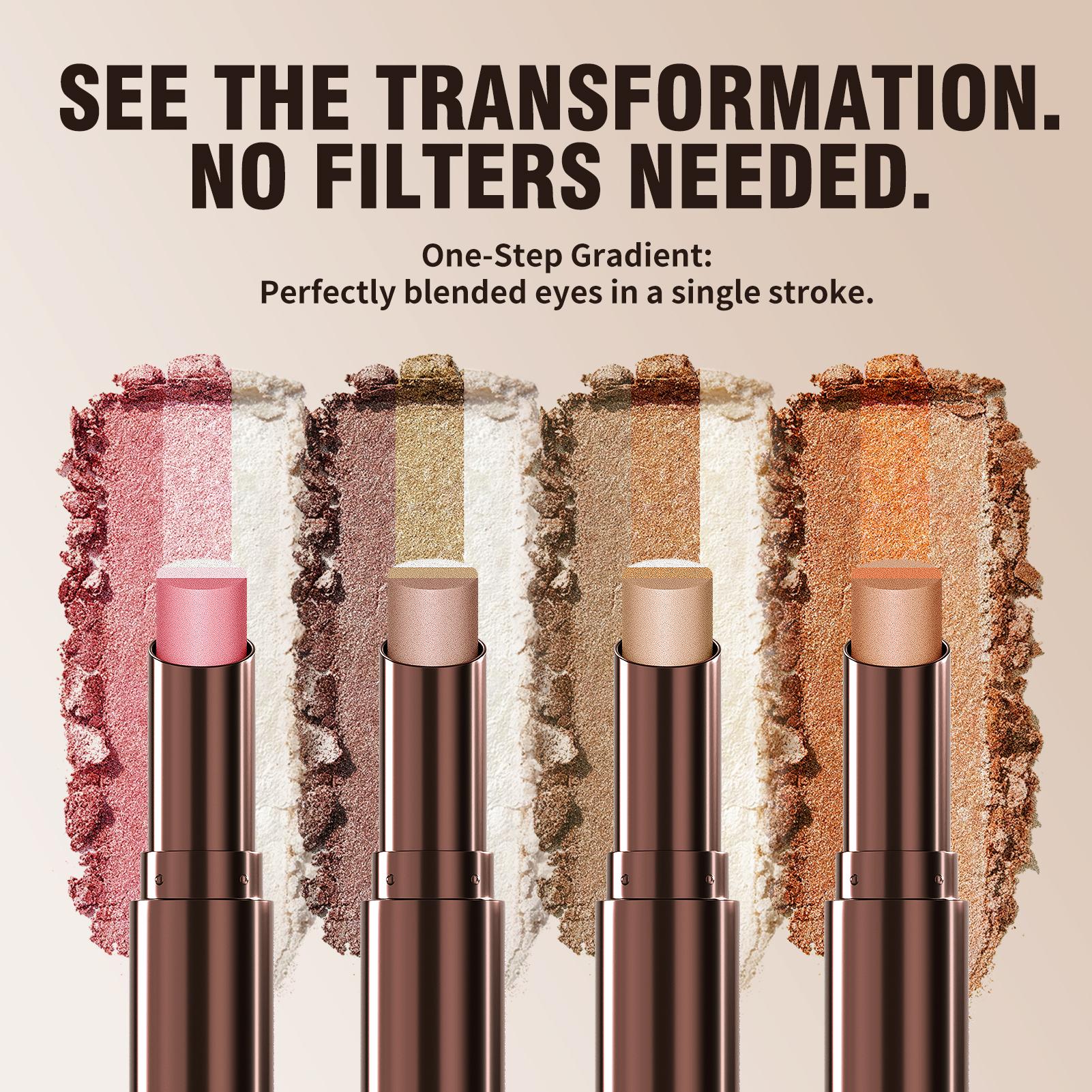 3-in-1 Dual Color Glitter Gradient Eyeshadow Stick - Hypoallergenic, Waterproof, Alcohol-Free, with Primer for Evening Makeup, Easy to Blend, Shimmer Gradient Glow for Effortless Routine, Alt Makeup Pencil