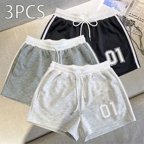 Women's 3-Piece Solid Color Activewear Cargo Shorts Pack, Basic Casual Bottoms for Running, Fitness & Everyday Outfit Coordination