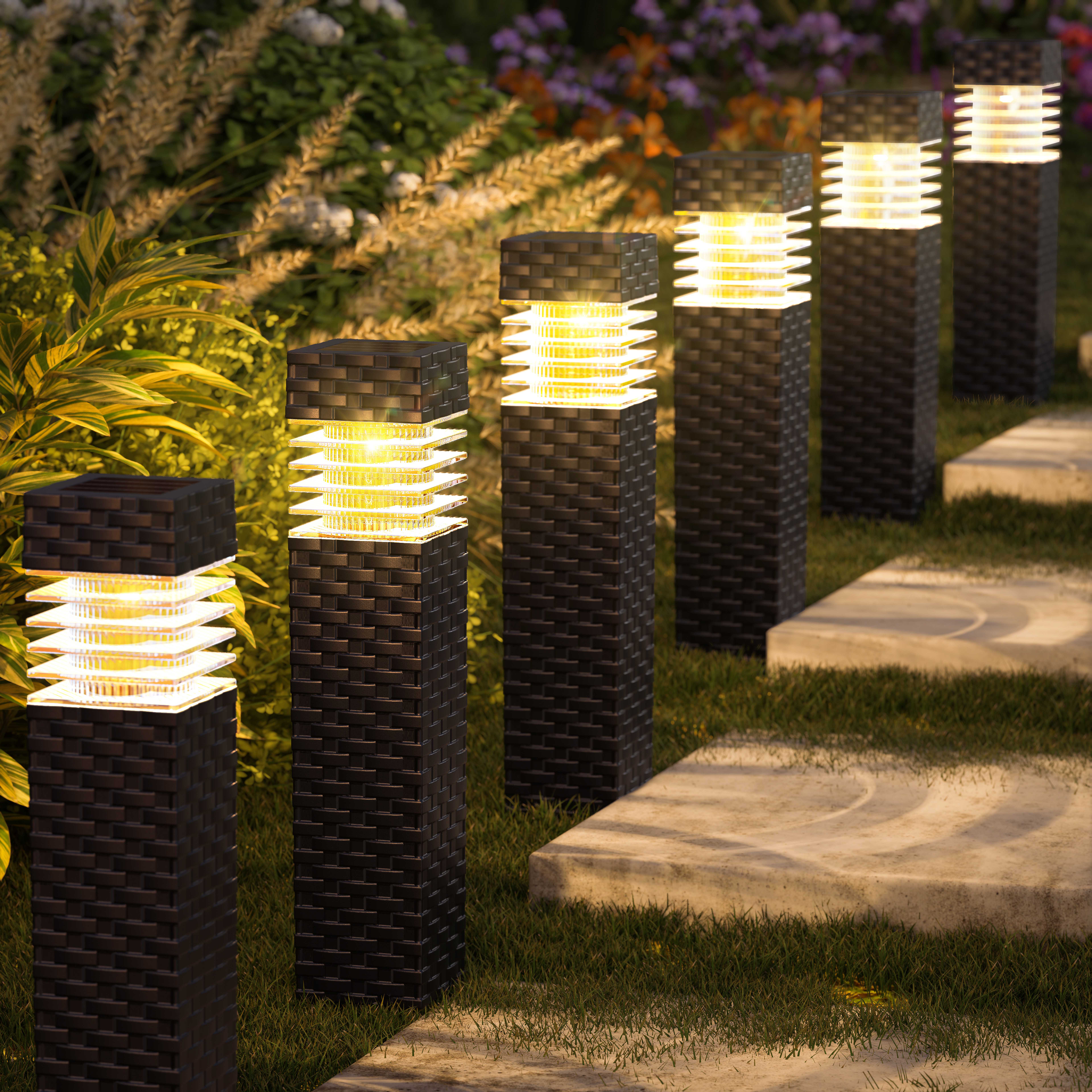 FLACCHI Solar Landscape Lights Outdoor 6 Pack Weather Resistant ABS Material IPX5 Waterproof Pathway Lights for Lawn Yar