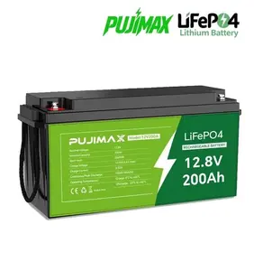 PUJIMAX 12.8V 200AH LiFePO4 Deep Cycle Battery - High Performance for Solar Energy Storage