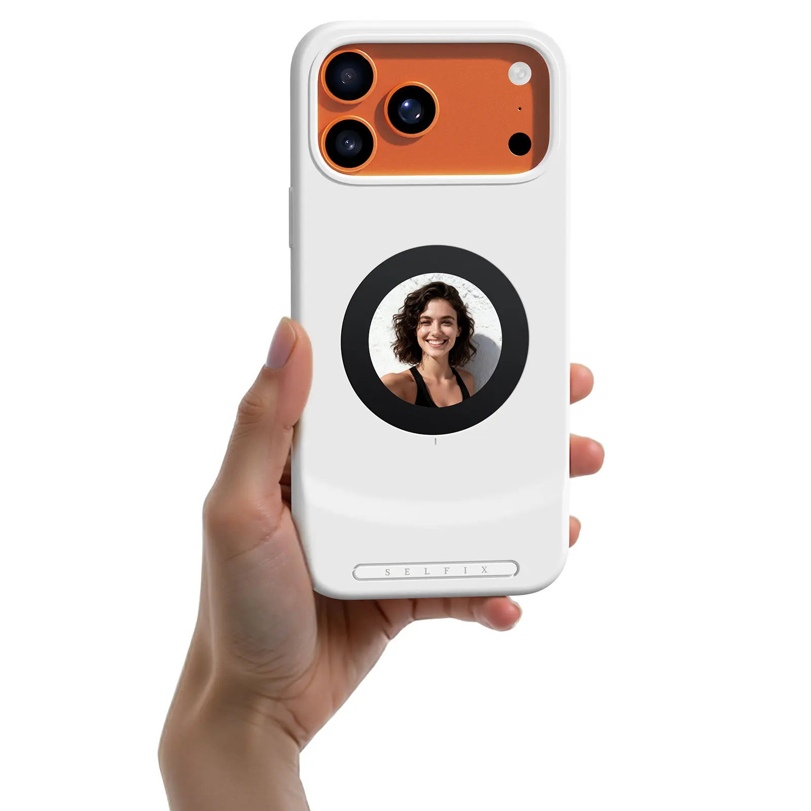 Selfie Case for iPhone 17 Pro Max, Rear Camera Selfies with 1.6” AMOLED Touchscreen, MagSafe Compatible Phone Case with 2TB Expandable Storage & 45W USB-C Charging, Satin White