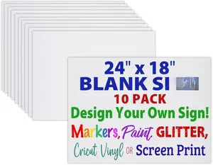 24x18 Blank Corrugated Plastic Yard Signs, Waterproof, Heavy Duty Outside Bulk White Sign Boards (10 Pack - White 24x18)