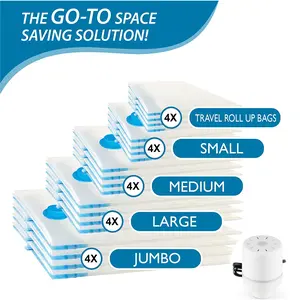 20 Pack Vacuum Storage Bags With Electric Air Pump, Vacuum Seal Bags For Clothing Travel, Space Saver Bags For Luggage, Blankets, Bedding, Moving bags