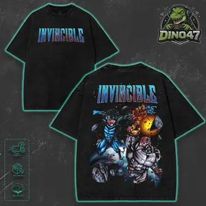 Mark Vs Conquest - Invincible War Comics Graphic T-Shirt, Vintage Washed Hoodie Sweatshirt Tank Top Unisex, Casual Crewneck 100% Cotton Tee, Menswear Movie Merch