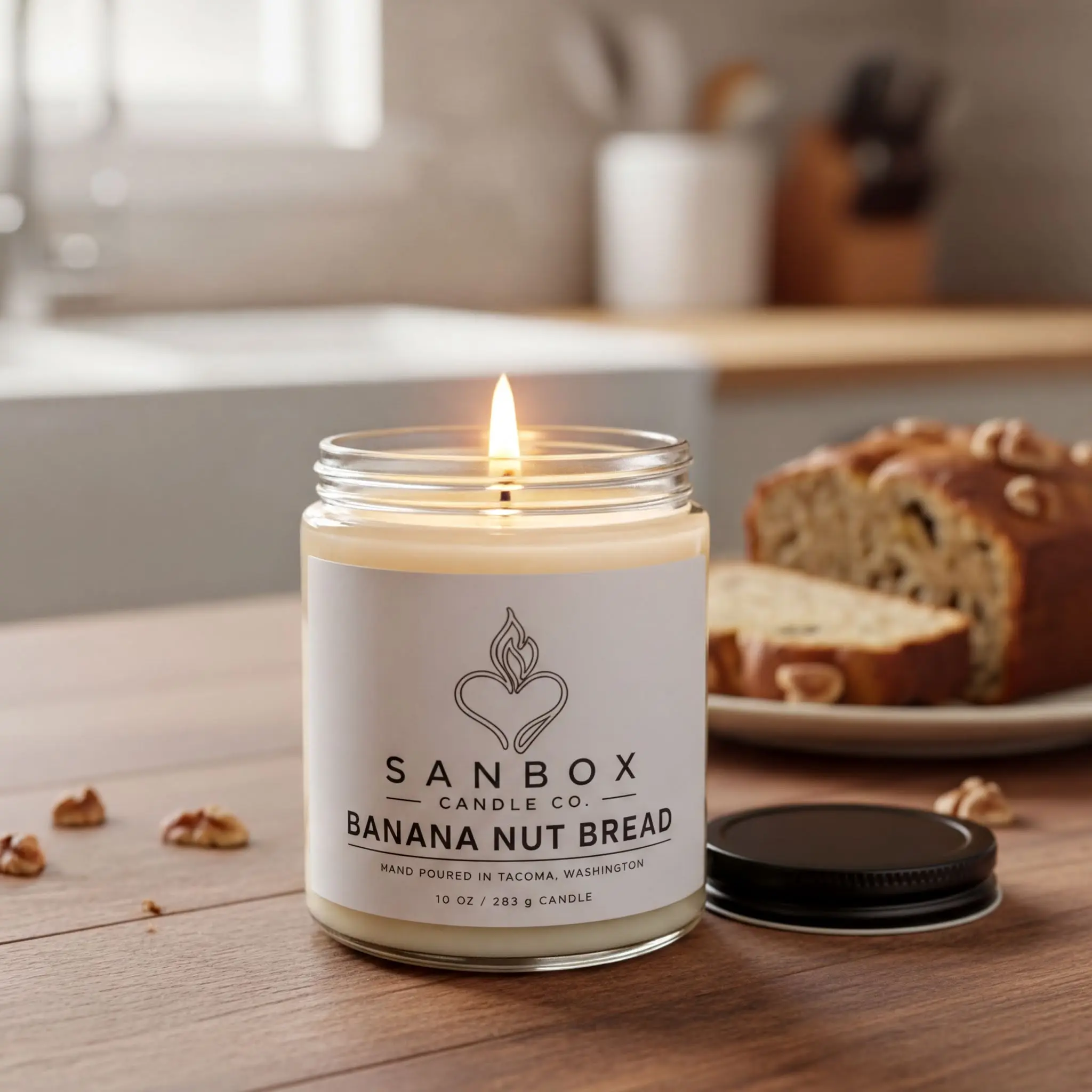 Banana Nut Bread Candle - Hand Poured Soy Wax 8 oz | Cozy Bakery Scent