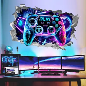 P-WPA031   3D Game Wall Stickers Gamer Controller Gaming Peel and Stick Wall Art Decals for Teenagers Boy Bedroom Playroom Decor Decoration