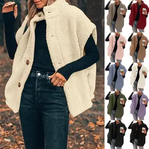 Goranbon Womens Sleeveless Sherpa Vest Lightweight Outwear Vest Fuzzy Fleece Coat Warm Vest with Pockets