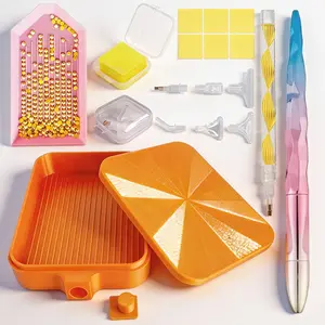 Diamond Painting Accessories Kit + Aesthetic Pink & Orange Vibes + Featuring 3D Printed Leak-Proof Tray & Ergonomic Drill Pen + Perfect for DIY Crafters & Relaxing Home Decor Projects