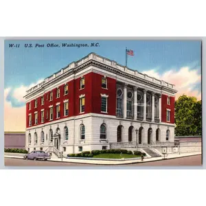 US Post Office Washington NC North Carolina Linen Unused Asheville Post Card Co