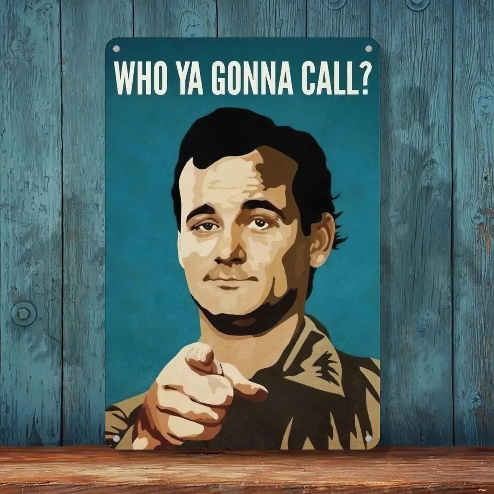 Ghostbusters Who Ya Gonna Call Bill Murray Retro Pop Art Tin Sign 8x12in Movie Room Bar Wall Decor Metal Tin Sign