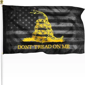 XIFAN Premium Don't Tread On Me Gadsden Black American Flag, 100D Heavy Duty Polyester Vibrant Print Double Stitched, 3x5 FT Tea Party Rattlesnake Indoor Outdoor Banner