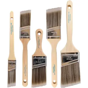 Angle  Brushes, 5-Pc Angled Brush Set, 1-2.5 Inch Sash Brushes for Trim Walls Cabinets, Interior Exterior Painting Tools