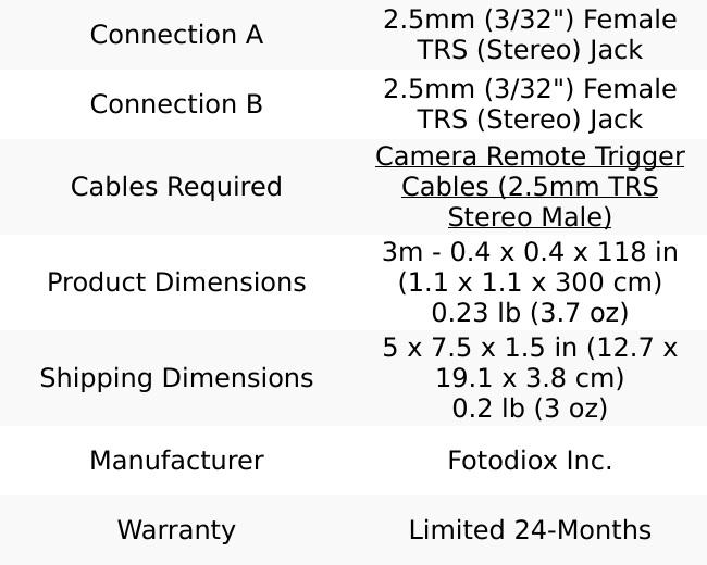 Fotodiox Stereo Shutter Button - Remote Trigger Button for Two Cameras (Cables Required) - 2x 2.5mm (3/32") Female TRS (Stereo) Jacks for Remote Camera Triggering w/ Shutter Lock Option