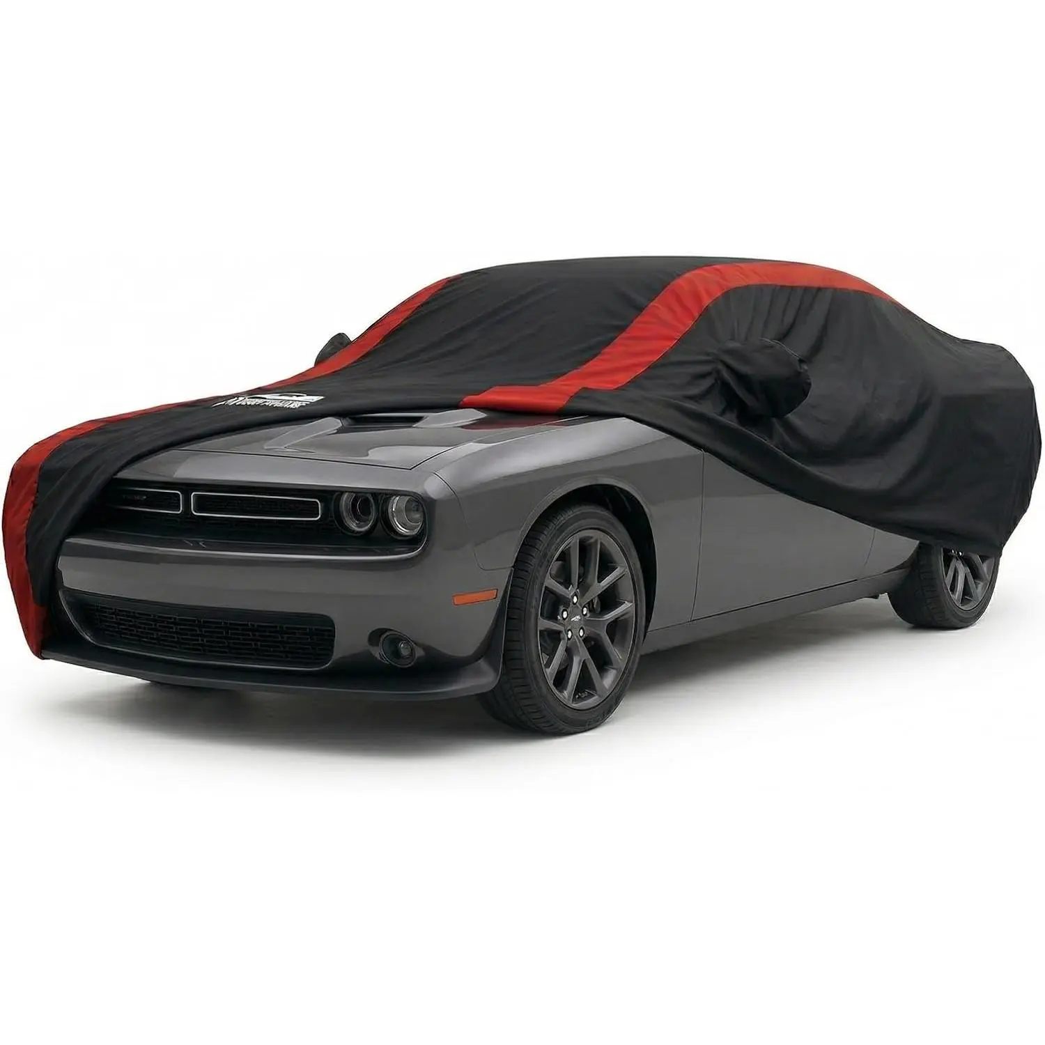 Challenger Car Custom Fit for Dodge Challenger 2008-2026 | Red Strip Design, Oxford Cloth, Sun Rain Snow Dust Protection,Door Zipper, Windproof Straps, SXT GT R/T Scat Pack SRT Hellcat