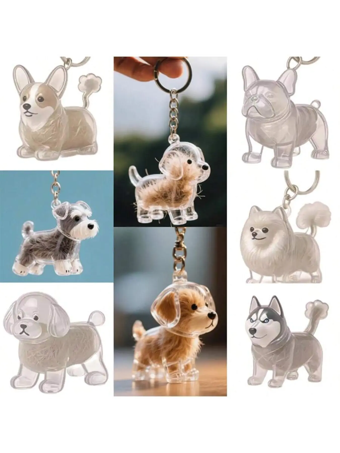 Keychain Keyring Pendant Pet Hair Storage Box, High Value Memorial Keepsake Holder, Transparent Dog Cat Fur Collection Case Gift, Stylish Keychain, Trendy Cute Keychain, Collectible Keychain, Keychain Accessory
