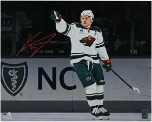 Kirill Kaprizov Minnesota Wild Autographed 16" x 20" White Jersey Celebrating Spotlight Photograph - Fanatics Authentic Certified