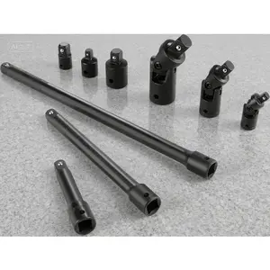 9-Piece Socket Accessory Kit, 3/8" Impact Extension Bar & Drive Adapters, Universal Joints for 1/4" 3/8" 1/2" Sockets, Chrome Vanadium Steel with Black Finish, Durable & Corrosion-Resistant