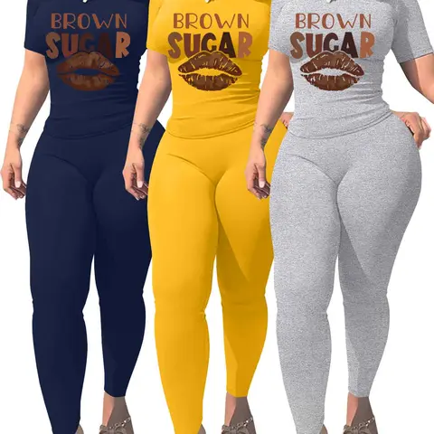 Women's Letter & Cartoon Print Crop Tee & Skinny Pants Set, Casual Fashion Cozy Round Neck Short Sleeve T-shirt & Trousers for Daily Outdoor Wear, Ladies Summer Clothes, Suits, Casual Loungewear Set