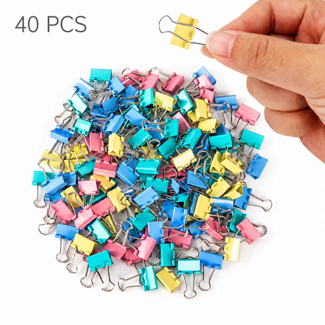 【Gift】40 Pack Pastel Color Metal Binder Clips - 19mm Classic Long Tail Paper Organizer Clips for Office, School & Home Stationery Supplies