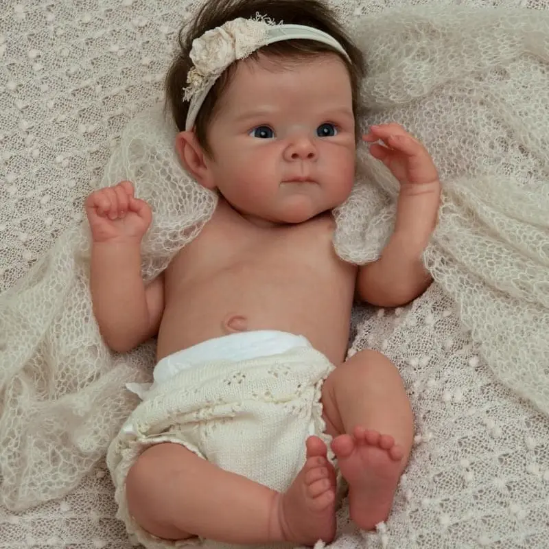 Adorable 18in (45cm) Soft Cloth Body Vinyl Newborn Baby Size Baby Alive Doll Reborn Baby Dolls, Rooted Hair, Realistic Birthday Cheristmas Toy Gift for Ages 3+