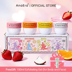 AnaEra Shine Body Cream (Strawberry, Orange, Mango, Coconut) | Niacinamide, Olive Oil, Vitamin B5, Prebiotics | Glow Body Gift Set 50mlx4 | Body Highlighter, Dress Companion | Perfect Gift for Her, Shine for Summer Beach, Party, Music Festival