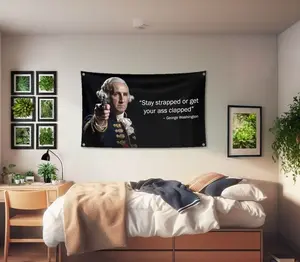 George Washington Funny Contrast Theme Tapestry Classic Washington Image Modern Slang Quote Humorous Style Boys Girls Dorm Home Decor 2D Print Vibrant Colors High Quality Materials Easy Installation Large Size Ideal Gifts