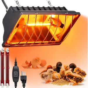 250W Chicken Brooder Heater For Chicks Ducks, Brooder Heater With 2PCS Heat Lamp, 6ft Cord Chicken Brooder Lamp With Adjustable Temp & Height, Chicken Coop Heater For Livestock Indoor Warmer