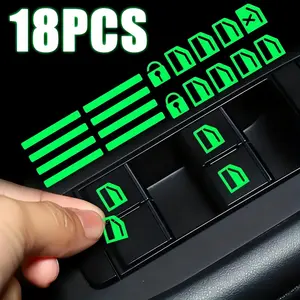 Fluorescent Car Window Switch Button Stickers, Self-Adhesive Night Visibility Decals, Car Door Switch Fluorescent Stickers