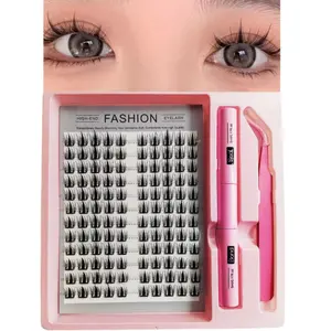 Anime Style False Eyelashes Set, Outer Curl Design, Wide Strip Single Cluster Fake Lashes, Cartoon C-Curl, Perfect for Anime Fans