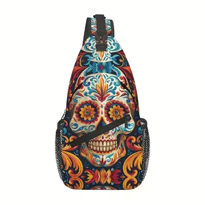 Crossbody Chest  Hiking Backpack Gothic Sugar Skull Shoulder  Folding Large Capacity Fashion Durable Can Be Used For Shopping, Work, Beach  Fishing Backpack Halloween Travel Accessories Must Have Backpack For School Back Christmas Gifts bag