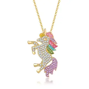 Cartoon unicorn necklace Valentine's Day colorful pony necklace, the best birthday gift for my daughter and granddaughter