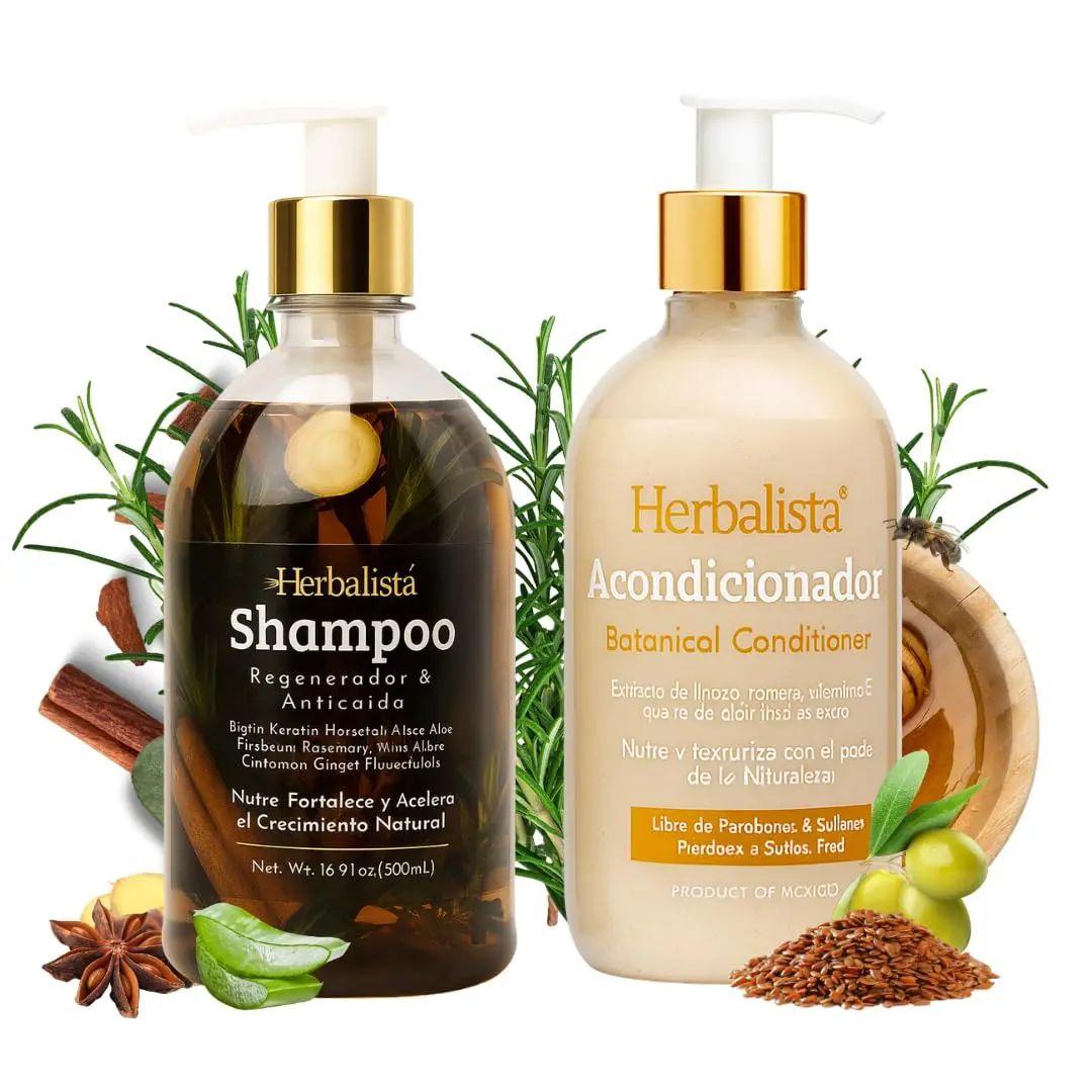 Herbalista Viral Herbal Hair Care Bundle Shampoo 500ml & Conditioner 500ml with Rosemary Cinnamon Aloe Vera for Strong Fuller Hair