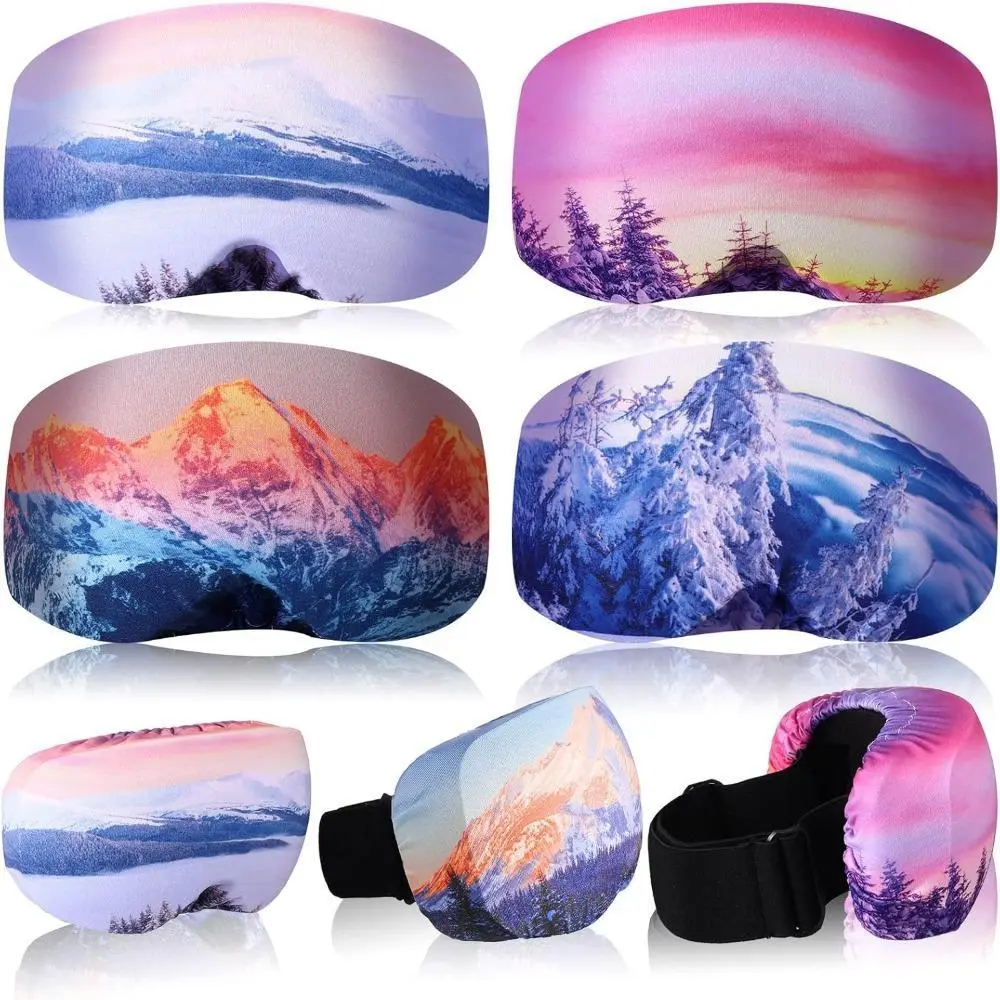 Classic Microfiber Goggle Sleeves with Assorted Scenery Patterns for Ski & Snowboard Goggles, Anti-Dust Lens Protection for Travel, Gift for Friends & Family, Soft, Protective, Unisex, Winter Sports, 4 Pieces, Beautiful Scenery Pattern, Vivid, Modern, No,