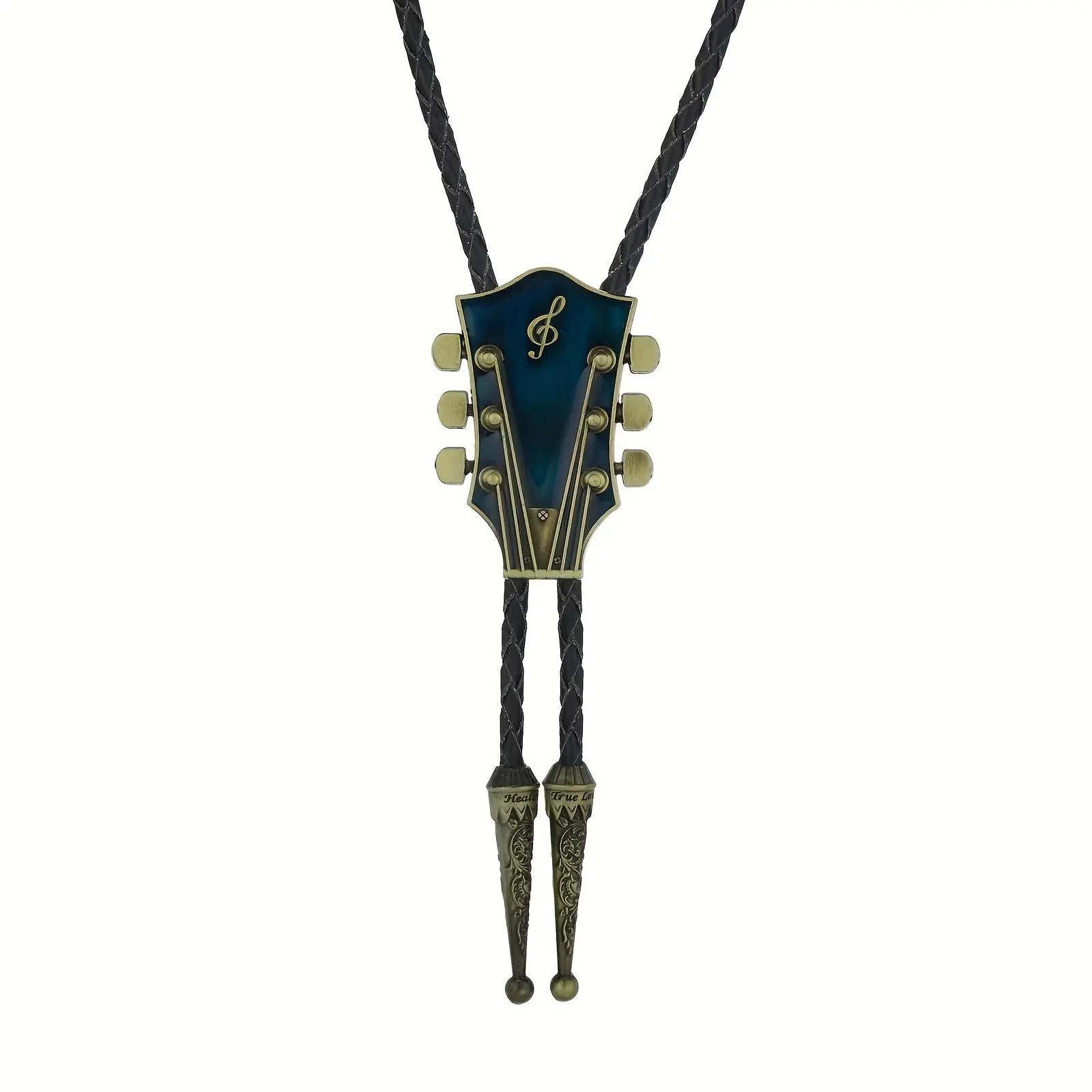 Western Cowboy Bolo Tie Country Guitar Bolo Tie Neck Sweater Chain Guitar Head Bolo Tie, Musical Note Vintage Metal Bola Tie, Music Theme Western Neck Tie for Men Women Shirt Accessories