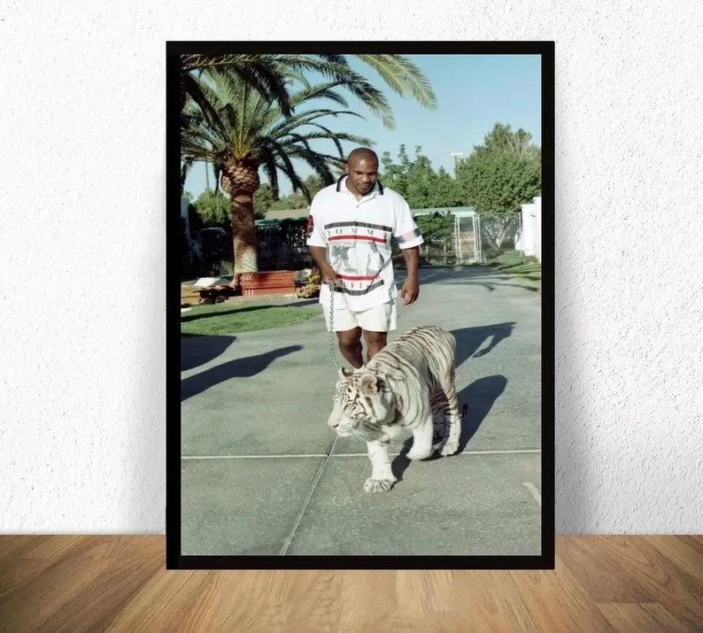 Mike Tyson With Tiger Poster, Product without frame