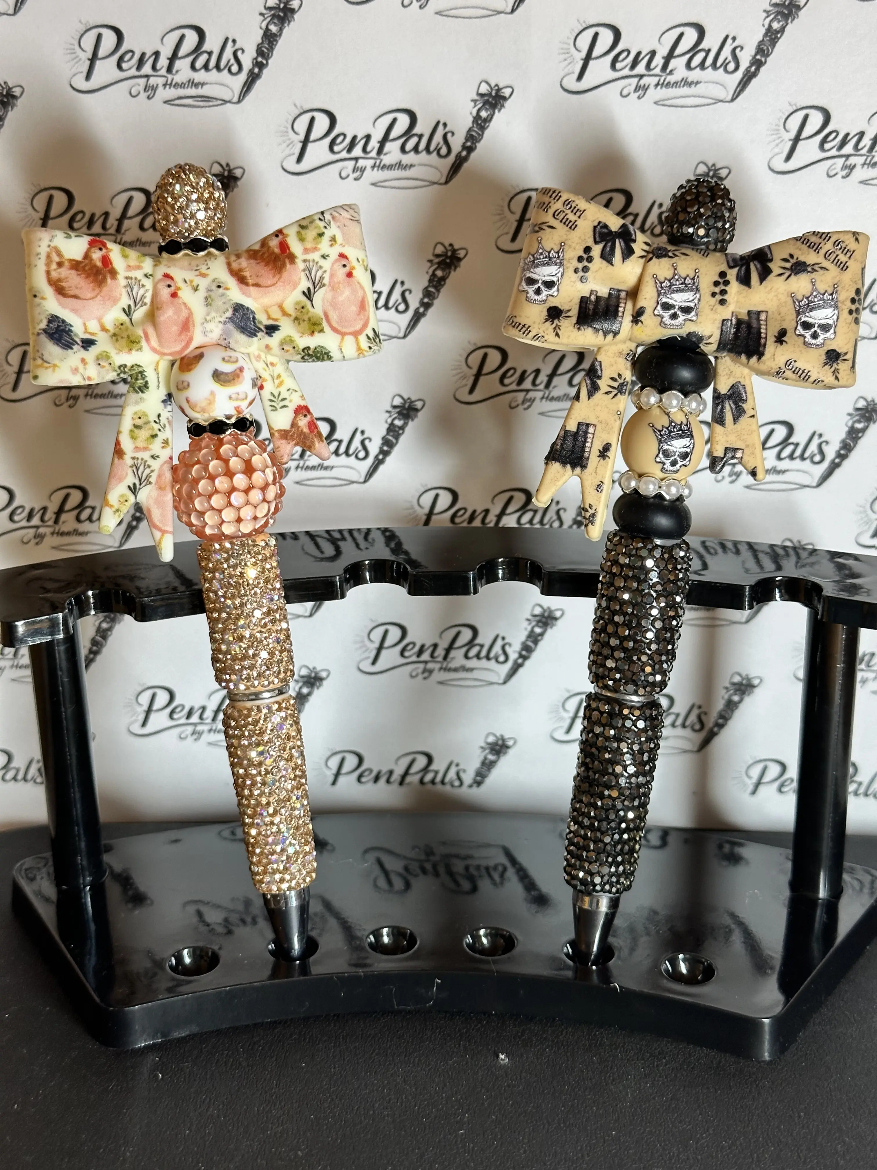 7/16 LIVE PENS - $6.00 SALE!!!!!                            Beadable Rhinestone Pens - Decorative Office Writing Tools with Kickers, Acrylics, or Bows, Sparkly Beads Bling, Aesthetic Design for Ladies' Office Stationery Needs, Beadable Pens