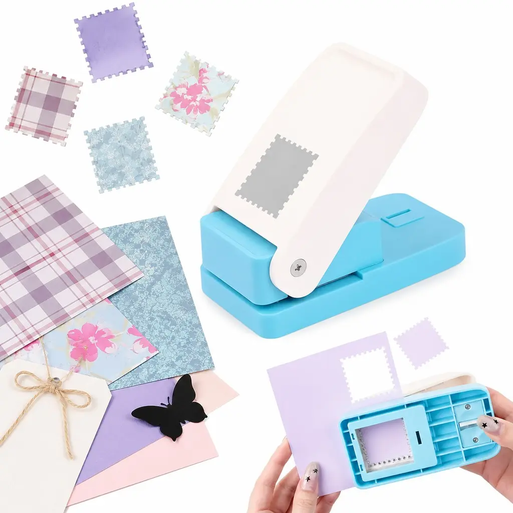 Manual Lever Floral Stamp Puncher - Creative DIY Gift for Crafters! Perfect Postage Stamp Maker with Clean Edges, Easy Craft Paper Trimmer for Journals, Envelopes & Scrapbooking, Ideal Gift for Teachers, Kids & Adults