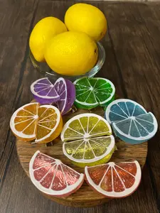 Summer Citrus Hairclips, Brightly Colored Candy Coated Fruit Hair Accessories, Unique Barrettes, Rainbow, Lemon Hair Clips, 2 pc set