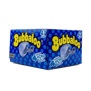 Bubbaloo Mora Azul (Blueberry) , 47 Pieces Snack Sweet liquid-filled center gum