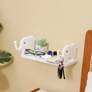 Multifunctional Elephant Shaped Storage Shelf, Cute and Convenient Elephant Storage Solution - Mini White Shelf for Kitchen, Study, Bathroom, Bedroom (Elegant White,1PC)