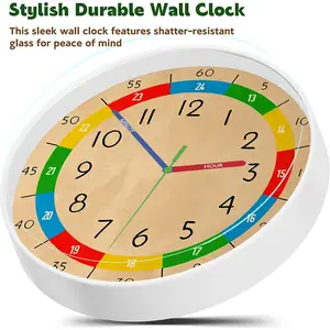 1 Piece Colored Segmented 24-hour Dial Round Plastic Frame Wall Clock, 8 Inch/ 12 Inch, Silent Movement Accurate Timekeeping Lightweight Wear-resistant Plastic Dust Cover, Christmas Gift Home Decor for Living Room Bedroom Office